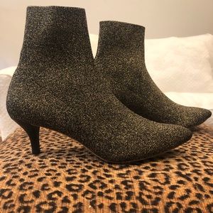 Loeffler Randall Gold Glitter Sock Boots